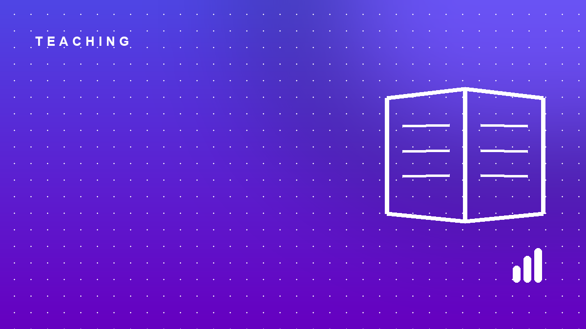 An open book on a violet field: a course built from what you already teach