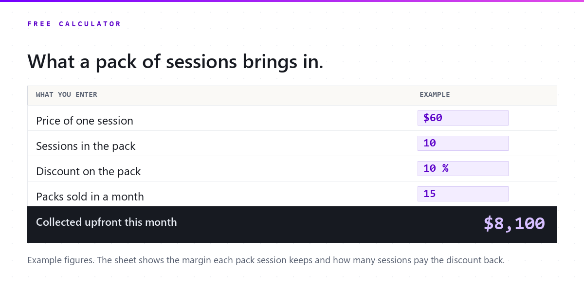 Get the package calculator as a spreadsheet