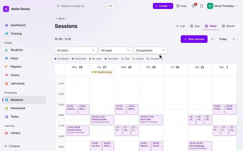 No session is ever booked twice.